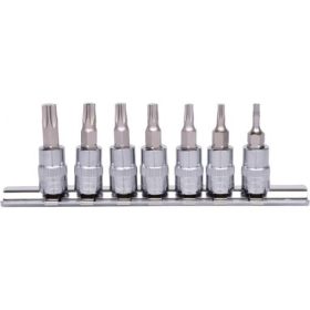   KS Tools Rátűzőkulcs készlet 1/4" TORX,  CHROME, tartósín TX10-40  7 részes, L=37