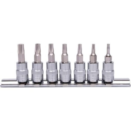 KS Tools Rátűzőkulcs készlet 1/4" TORX,  CHROME, tartósín TX10-40  7 részes, L=37