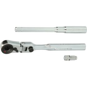   KS Tools Racsnis hajtókar klt.1/4" irányváltós, CHROMEplus 3 részes, 119 mm, Z=72/5° ACÉL, 180°-ban dönthető toldószárral és dugókulcs tartó adapterrel