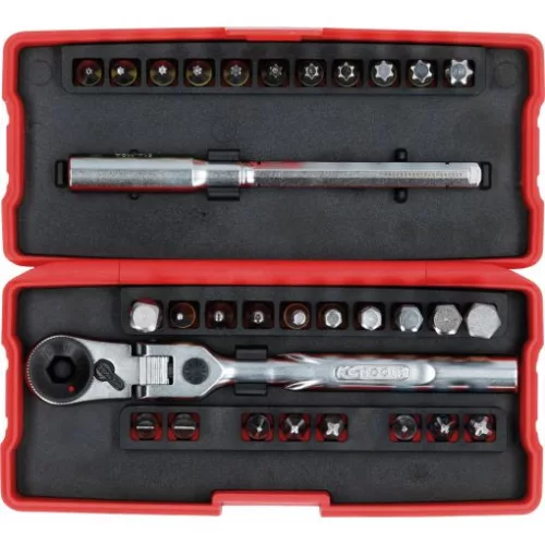 KS Tools Bit készlet, 1/4", racsnis hajtókarral 31 részes FL+PH+PZ+TX+SW