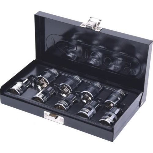 KS Tools Dugókulcs készlet 1/2" TORX-E ( fém kazetta ) E10-24 9 részes, CHROMEplus