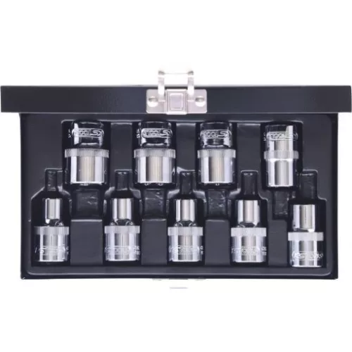 KS Tools Dugókulcs készlet 1/2" TORX-E ( fém kazetta ) E10-24 9 részes, CHROMEplus