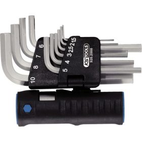   KS Tools Hatszögkulcs készlet rövid, krómozott 1,5-10 mm 10 részes 3 az 1-ben tartó Méretek:1,5-2-3-4-5-6-7-8-10