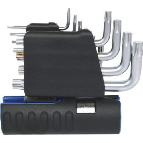 KS Tools TORX kulcs készlet, rövid, krómozott TX 8-50  10 részes, 3 az 1-ben tartó Méretek:TX8-10-15-20-25-27-30-40-45-50