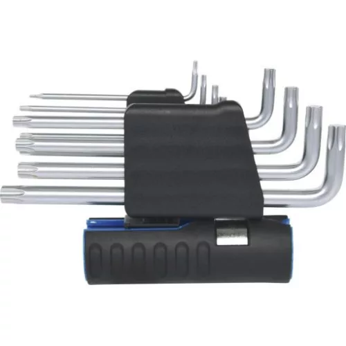 KS Tools TORX kulcs készlet, hosszú, krómozott TX 8-50 10 részes,  3 az 1-ben tartó Méretek:TX8-10-15-20-25-27-30-40-45-50