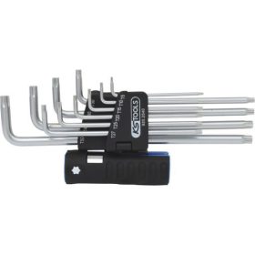   KS Tools TORX kulcs készlet, extra hosszú, krómozott TX 8-50 10 részes, 3 az 1-ben tartóval Méretek:TX8-10-15-20-25-27-30-40-45-50