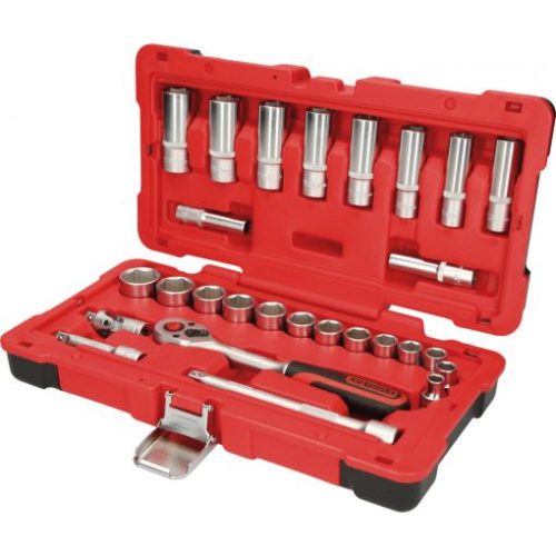 KS Tools Dugókulcs készlet 3/8" R/H ( Műanyag koffer ) 8-24 mm 27 részes, 6 szög