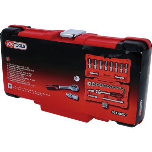 KS Tools Dugókulcs készlet 3/8" R/H ( Műanyag koffer ) 8-24 mm 27 részes, 6 szög