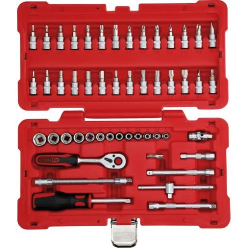 KS Tools Dugókulcs készlet + rátuzo 1/4" ( Műanyag koffer ) 4-14 mm 50 részes, 6 szög