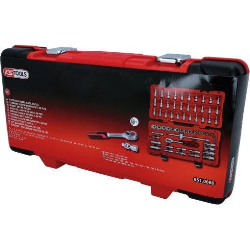 KS Tools Dugókulcs készlet + rátuzo 3/8" R/H (műa. koffer) 6-24 mm 66 részes, 6 szög