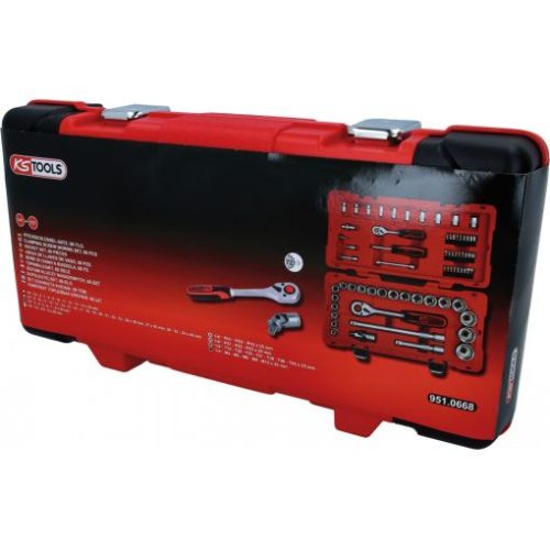 KS Tools Dugókulcs készlet + bitek 1/4"+1/2"(műa. koffer) 5,5-34 mm 68 részes, 6 szög