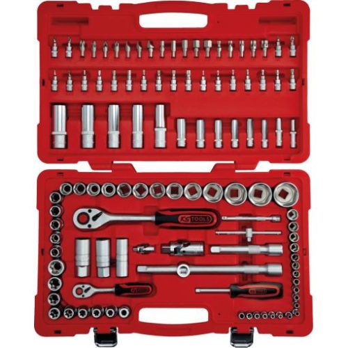 KS Tools Dugókulcs készlet + rázuzo 1/4"+1/2" R/H 4-34 mm/E4-24/TX 8-30 110 részes (műa. koffer)
