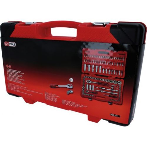 KS Tools Dugókulcs készlet + rázuzo 1/4"+1/2" R/H 4-34 mm/E4-24/TX 8-30 110 részes (műa. koffer)