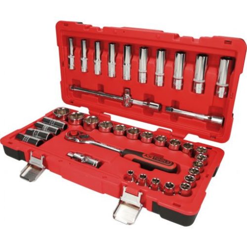 KS Tools Dugókulcs készlet 1/2" R/H (Műanyag koffer) 8-34 mm 39 részes, 6 szög,  CHROMEplus