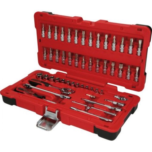 KS Tools Dugókulcs készlet + rátuzo 1/4" ( Műanyag koffer ) 4-14 mm 50 részes, 6 szög, CHROMEplus