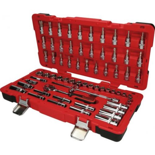 KS Tools Dugókulcs készlet + rátuzo 3/8" R/H (műa. koffer) 6-24 mm 66 részes, 6 szög,  CHROMEplus
