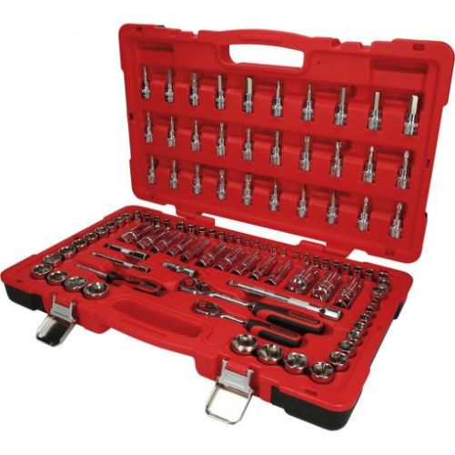 KS Tools Dugókulcs készlet + rázuzo 1/4"+3/8" R/H CHROMEp. 4 -24 mm/AF1/4"-3/8" 100 részes, 6 szög