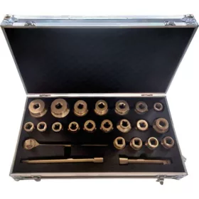   KS Tools Szikramentes dugókulcs készlet 1" (alu koffer) AF 1.1/2"-3"/ 36-80 mm 23 részes, BRONZEplus