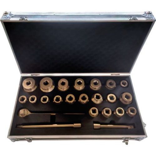 KS Tools Szikramentes dugókulcs készlet 1" (alu koffer) AF 1.1/2"-3"/ 36-80 mm 23 részes, BRONZEplus