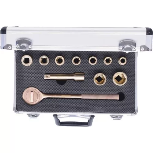 KS Tools Szikramentes dugókulcs készlet 1/2" ( Alu koffer ) 10-24 mm 11 részes, 6 szög, BRONZEplus