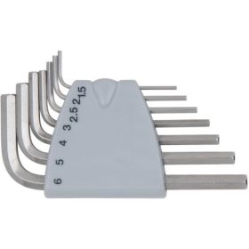   KS Tools Hatszögkulcs készlet rövid, INOX 1,5- 6 mm  7 részes Méretek:1,5-2-2,5-3-4-5-6