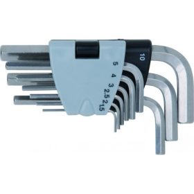   KS Tools Hatszögkulcs készlet rövid, INOX 1,5-10 mm  9 részes, összecsukható tartó Méretek:1,5-2-2,5-3-4-5-6-8-10
