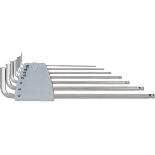 KS Tools Hatszögkulcs készlet extra hosszú, gömbvégű, INOX 1,5- 6 mm  7 részes Méretek:1,5-2-2,5-3-4-5-6