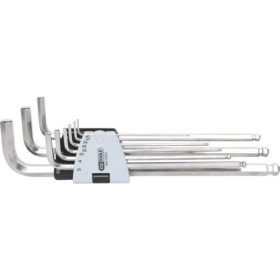   KS Tools Hatszögkulcs készlet extra hosszú, gömbvégű, INOX 1,5-10 mm  9 részes Méretek:1,5-2-2,5-3-4-5-6-8-10