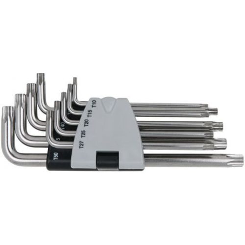 KS Tools TORX BO kulcs készlet, hosszú, INOX TX10-50 BO  9 részes összecsukható tartó Méretek:TX10-15-20-25-27-30-40-45-50