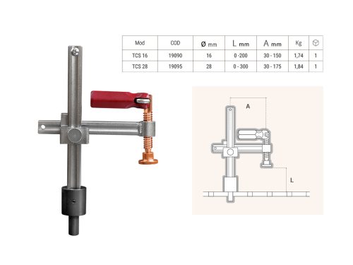 Piher Fémipari munkaasztal leszorító komplett TCS16 150x200mm Ø16mm