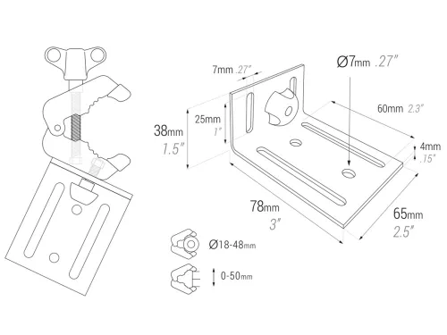Piher MULTICLAMP állítható aljzattal 65x78mm (34048)