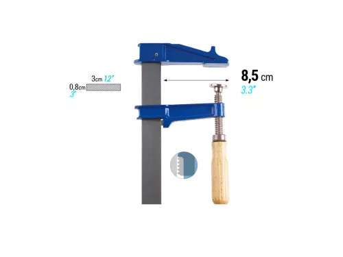 Piher Asztalosipari szoritó 85x600mm EM-60  famarkolat (41060)