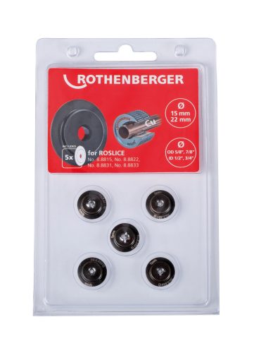 Rothenberger Vágókerék ROSLICE vágóhoz, 15+22 mm, 5/8+7/8", 5 darab