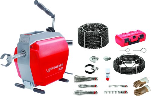 Rothenberger R600 Csőtisztító gép 22 mm-es spirál-/szerszámkészlettel