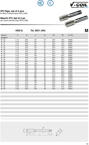 Völkel Gépi menetfúró M27x2,0-4H HSS-G EH menetjavító betéthez