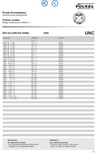 Völkel Menetmetsző UNC 1"x8 HSS