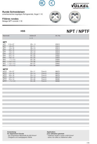 Völkel Menetmetsző NPT 1"x11,5 HSS