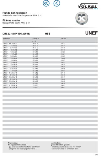 Völkel Menetmetsző UNEF 3/8"x32 HSS