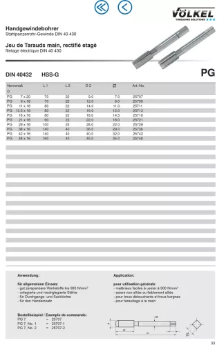 Völkel Kézi menetfúró PG M42x16
