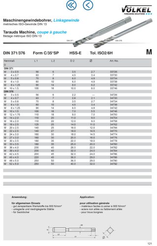Völkel Gépi menetfuró M4x0,7-6H HSS-E CSH35 "Balos"