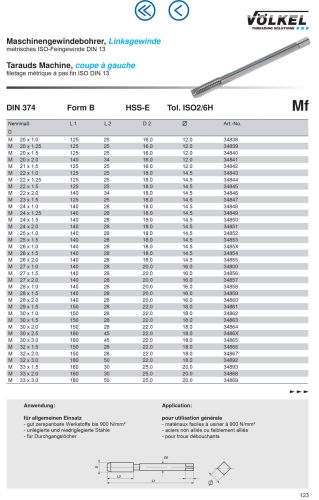 Völkel Gépi menetfuró Mf30x2-6H HSS-E EH "Balos"