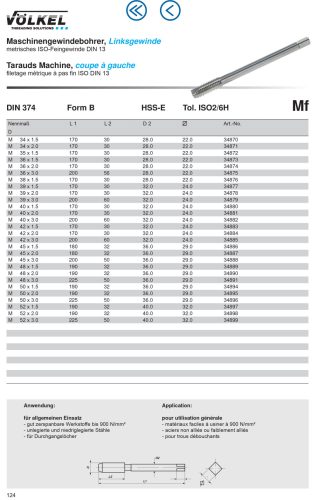 Völkel Gépi menetfuró Mf30x2-6H HSS-E EH "Balos"
