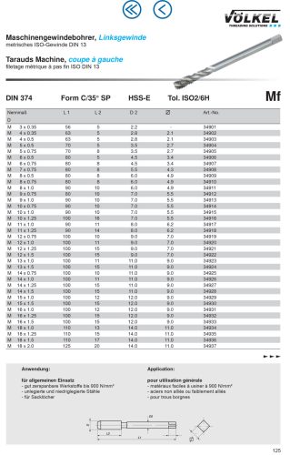 Völkel Gépi menetfuró Mf36x3,0-6H HSS-E CSH "Balos"