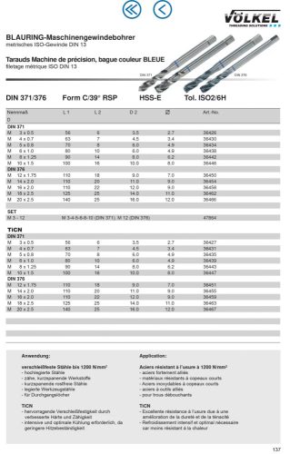 Völkel Gépi menetfúró M14x2,0-6H HSS-E CSH39 RSP BR