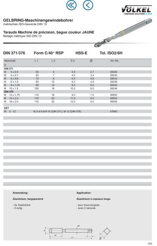Völkel Gépi menetfúró M4x0,7-6H HSS-E CSH40 RSP YR