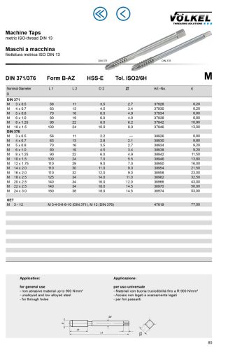 Völkel Gépi menetfúró M5x0,8-6H HSS-E EH B-AZ