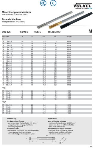 Völkel Gépi menetfúró M33x3,5-6H HSS-E EH