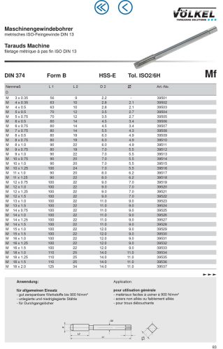 Völkel Gépi menetfúró Mf18x2,0-6H HSS-E EH