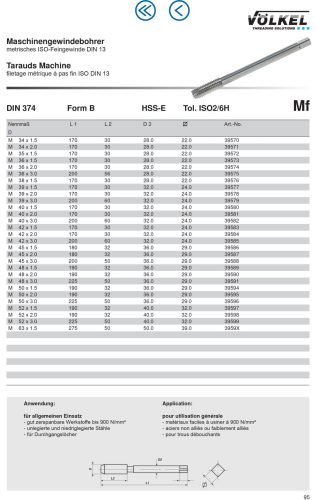 Völkel Gépi menetfúró Mf18x2,0-6H HSS-E EH