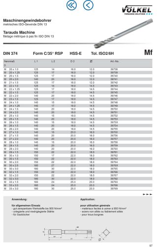 Völkel Gépi menetfúró Mf8x1,0-6H HSS-E CSH35